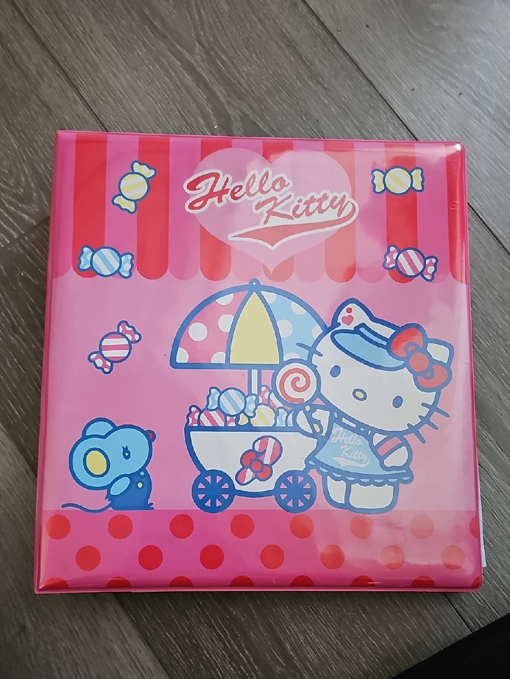 MOVING SALE! Vintage Hello Kitty Pink and Blue Candy Cart 1.5 Inch Binder